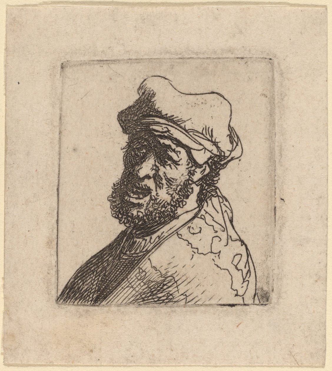 Man gråter, tre fjärdedelar kvar av Rembrandt van Rijn