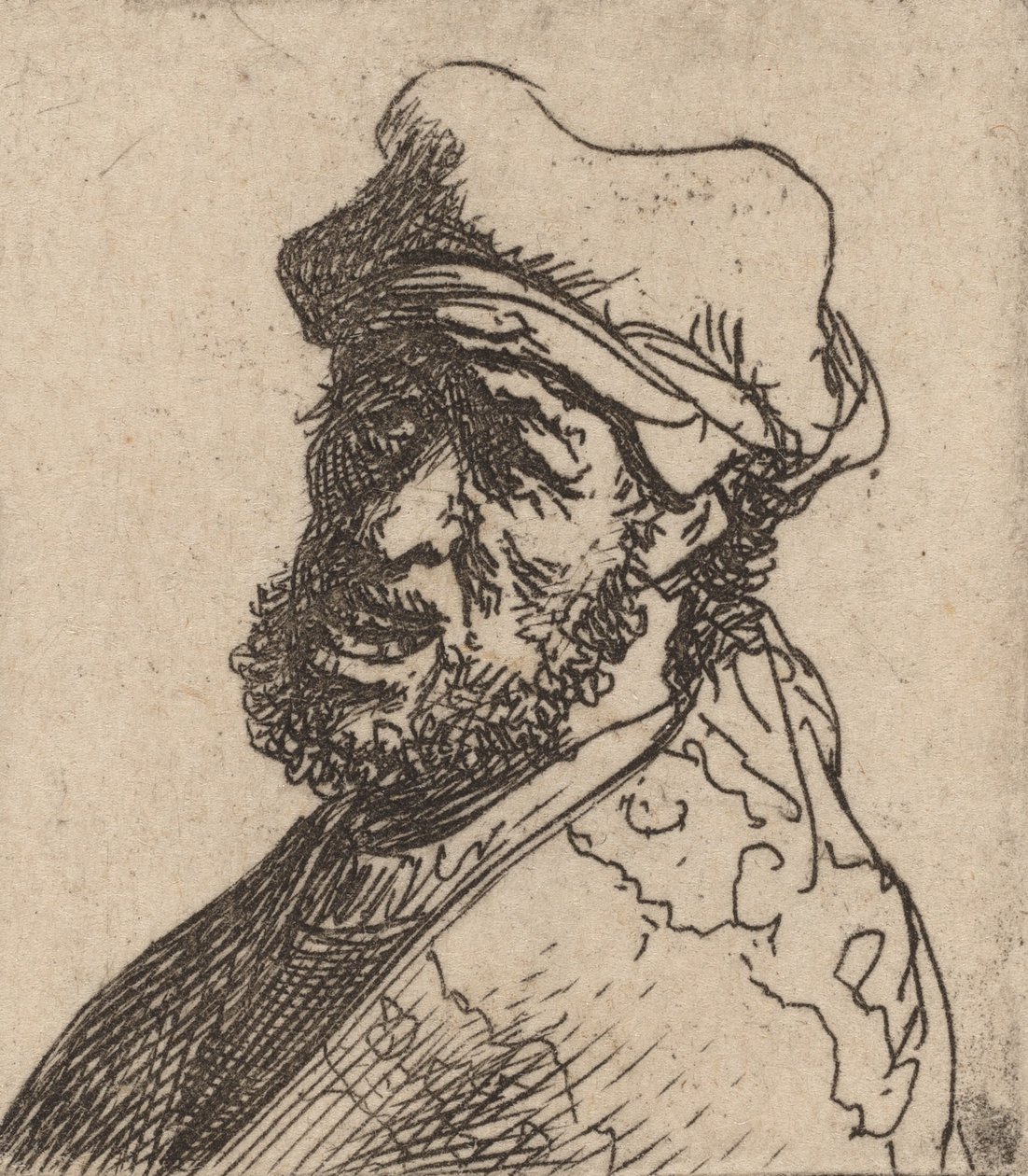 Man som gråter, tre fjärdedelar kvar, ca. 16301631. av Rembrandt van Rijn