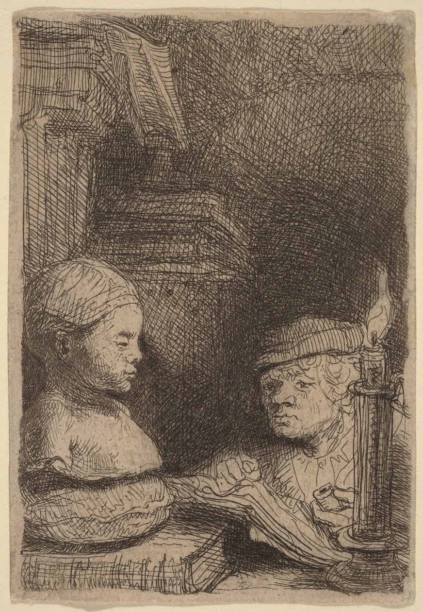 Man som tecknar efter en avgjutning av Rembrandt van Rijn