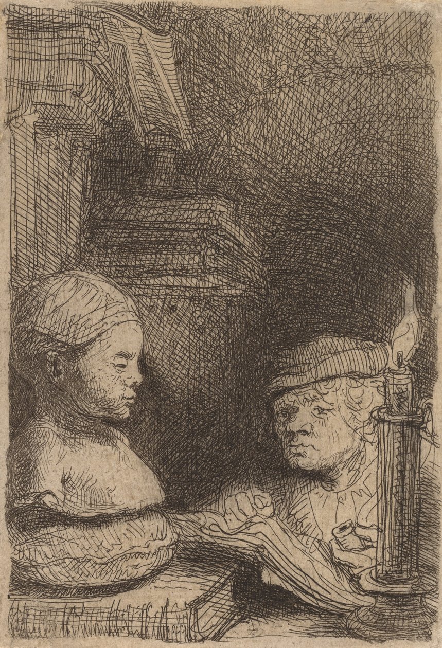 Man ritar från en rollbesättning, ca. 1641. av Rembrandt van Rijn