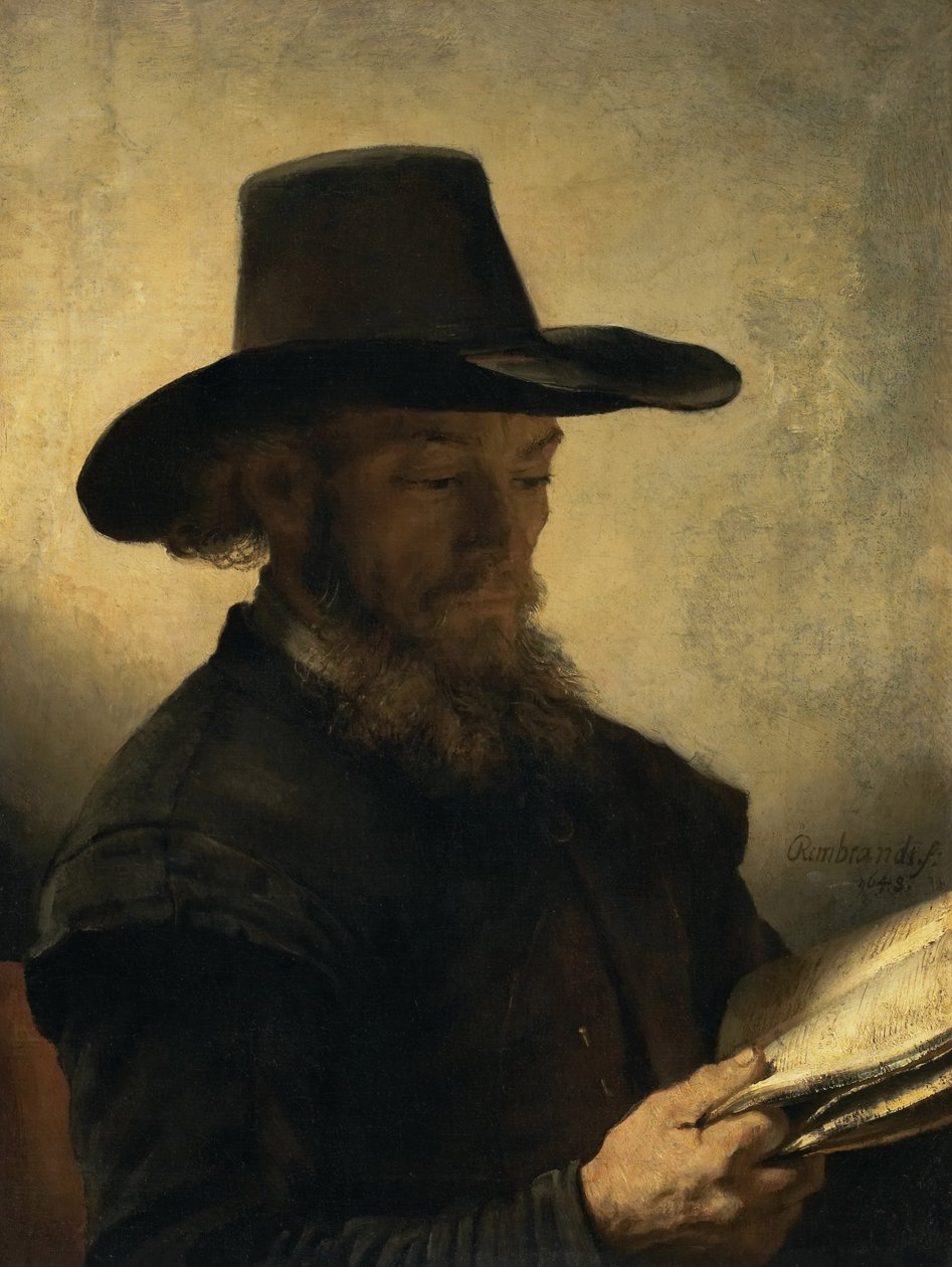 Man som läser, ca 1648 av Rembrandt van Rijn
