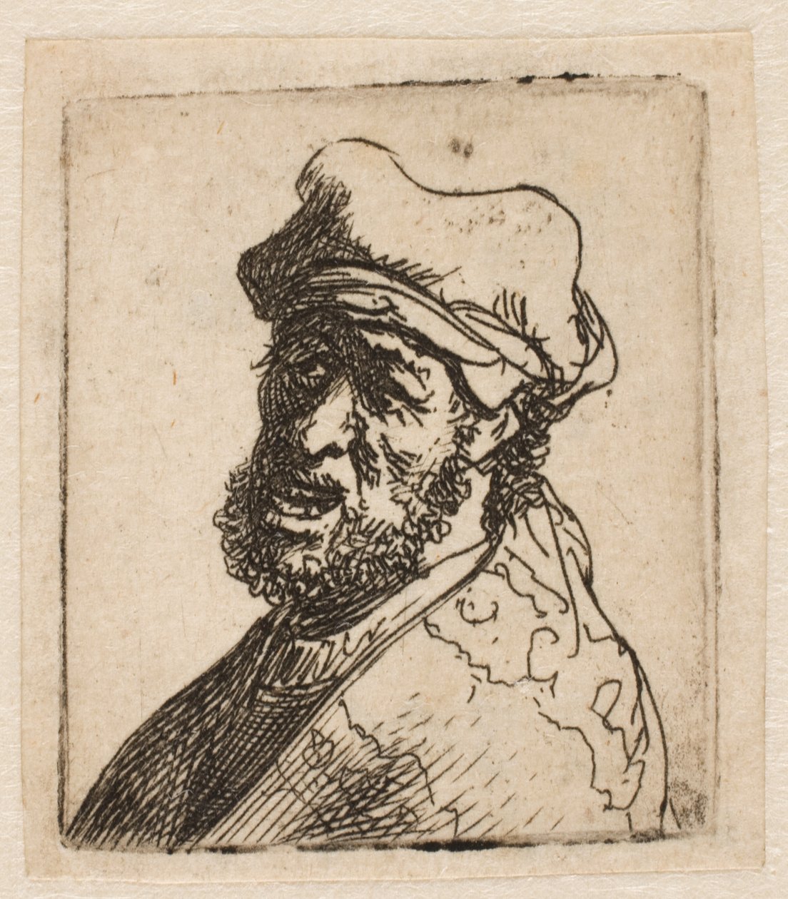 Man som ropar, tre fjärdedelar kvar: byst av Rembrandt van Rijn