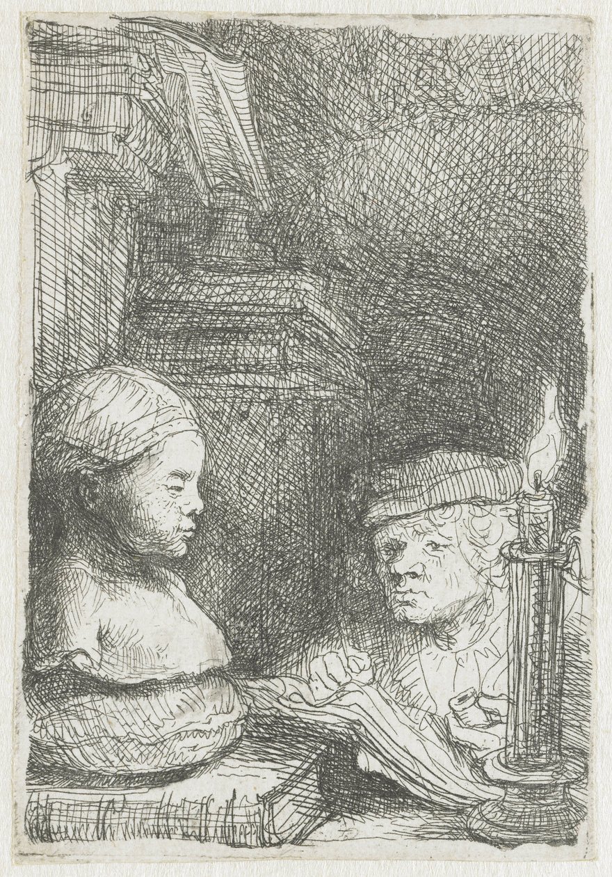 Man som ritar från en rollbesättning av Rembrandt van Rijn