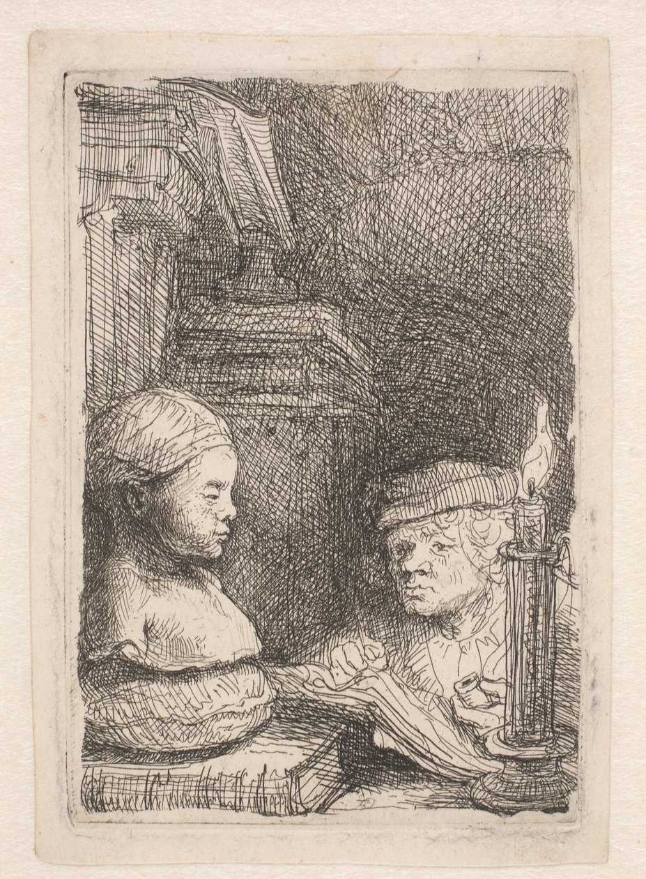 Man som tecknar efter en avgjutning av Rembrandt van Rijn