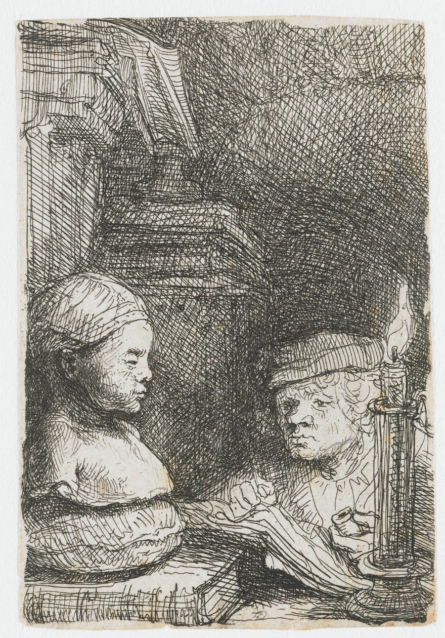 Man som tecknar efter en avgjutning av Rembrandt van Rijn