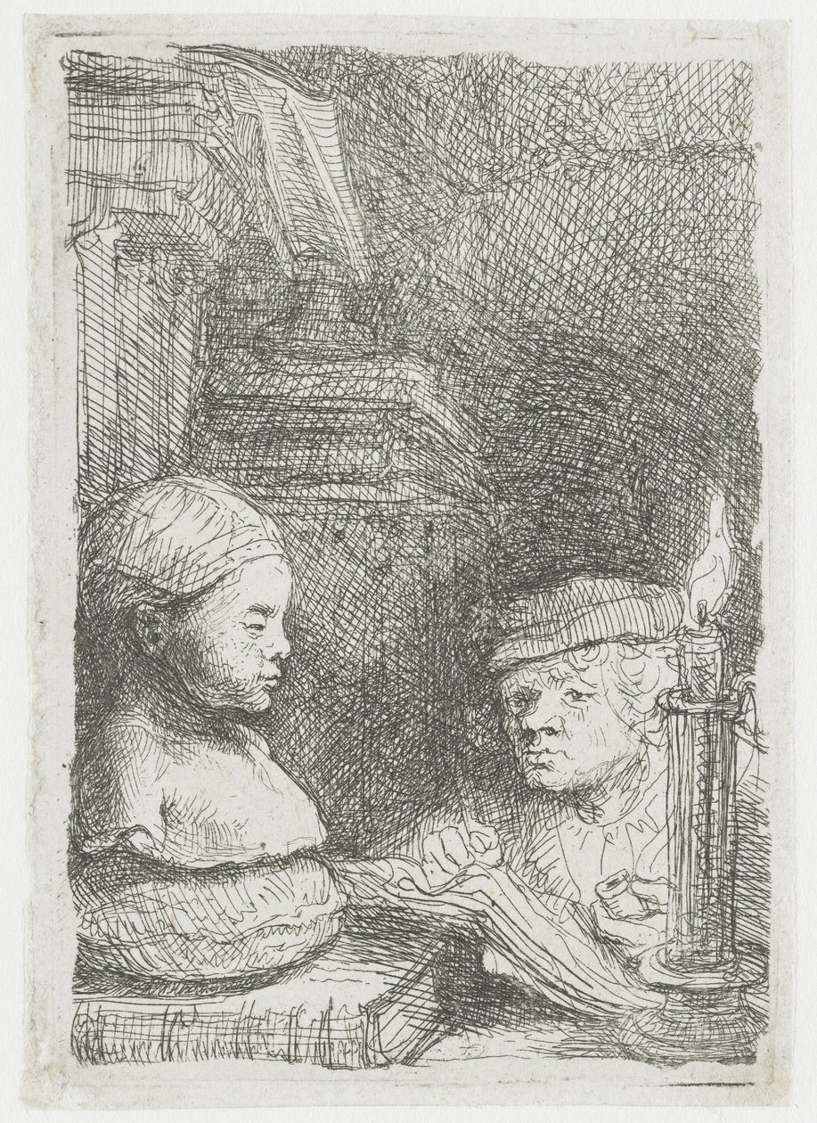 Man som tecknar efter en avgjutning av Rembrandt van Rijn