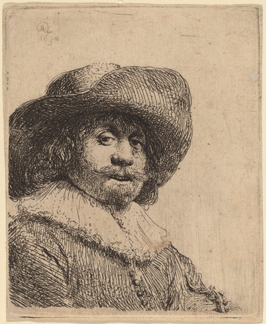 Man i en bredbrättad hatt av Rembrandt van Rijn