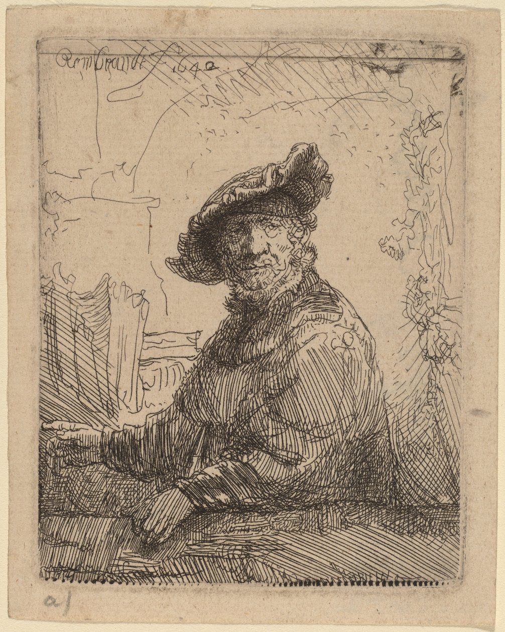 Man i en berså av Rembrandt van Rijn