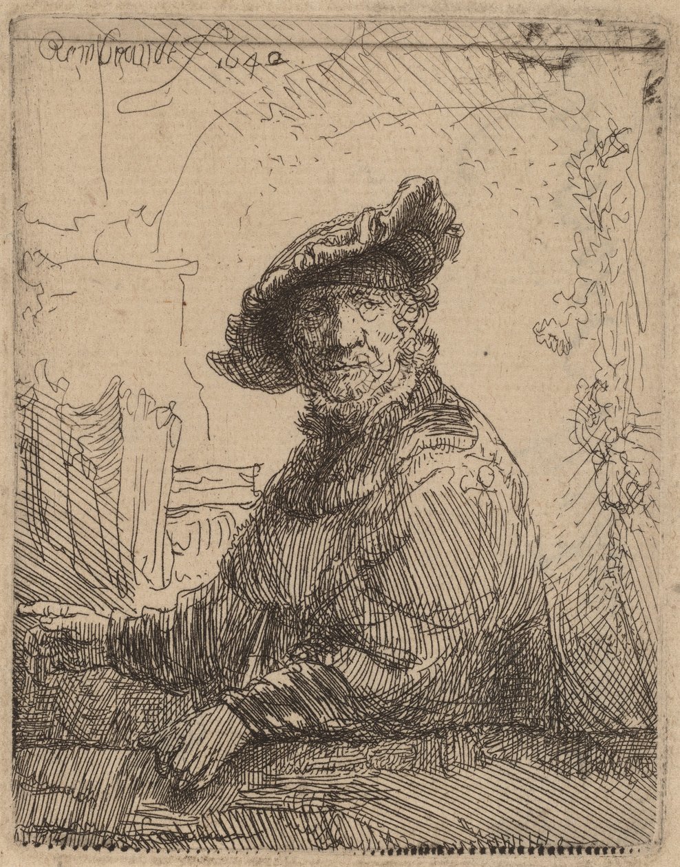 Man i en berså, 1642. av Rembrandt van Rijn
