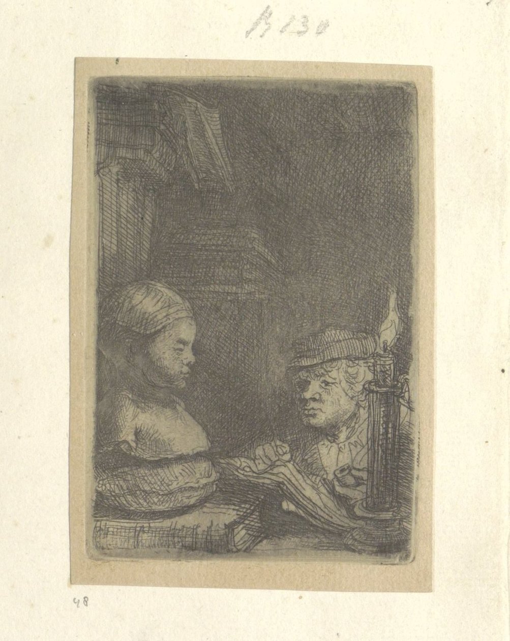 Man, ritar från en gipsmodell Recueil de quatre-vingt-cinq estampes originales (serietitel) av Rembrandt van Rijn
