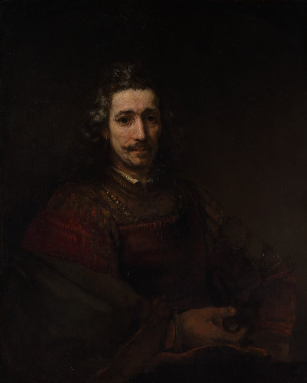 Man med ett förstoringsglas, tidigt 1660-tal. av Rembrandt van Rijn