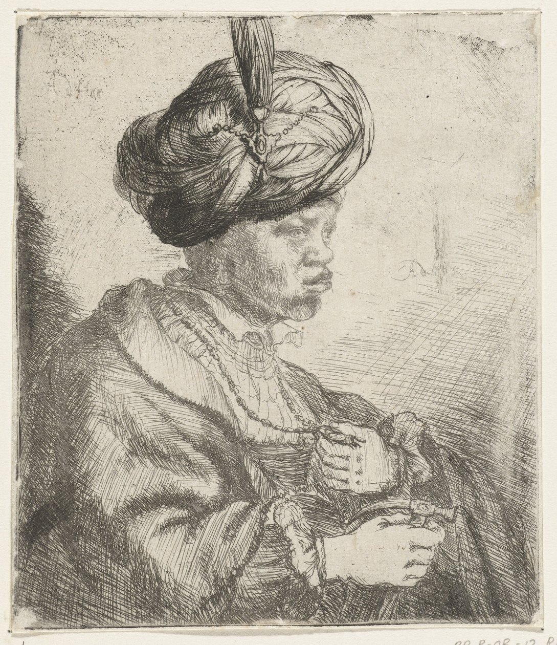 Man med turban, ca 1660-70 av Rembrandt van Rijn