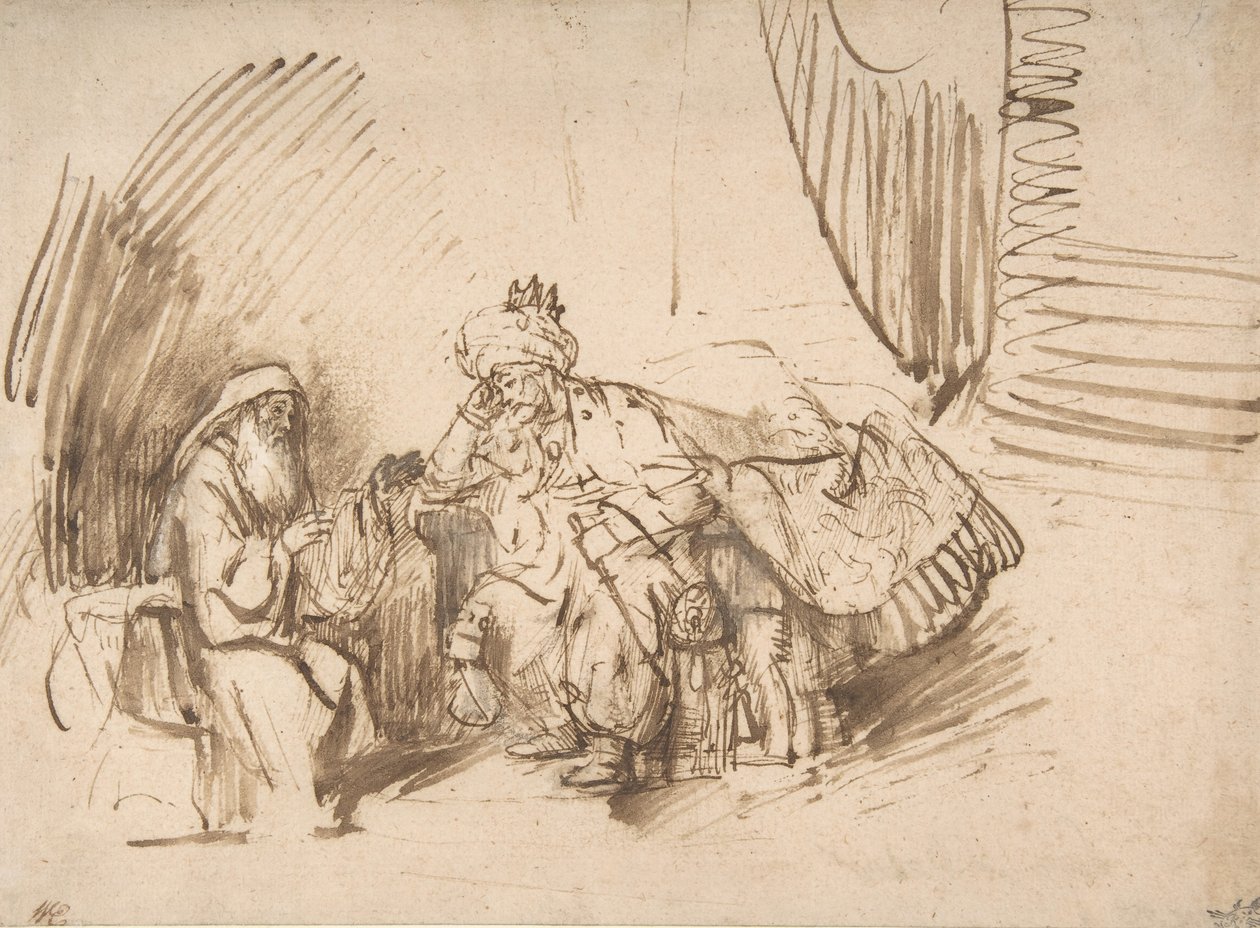 Nathan förmanar David, 1650-55. av Rembrandt van Rijn