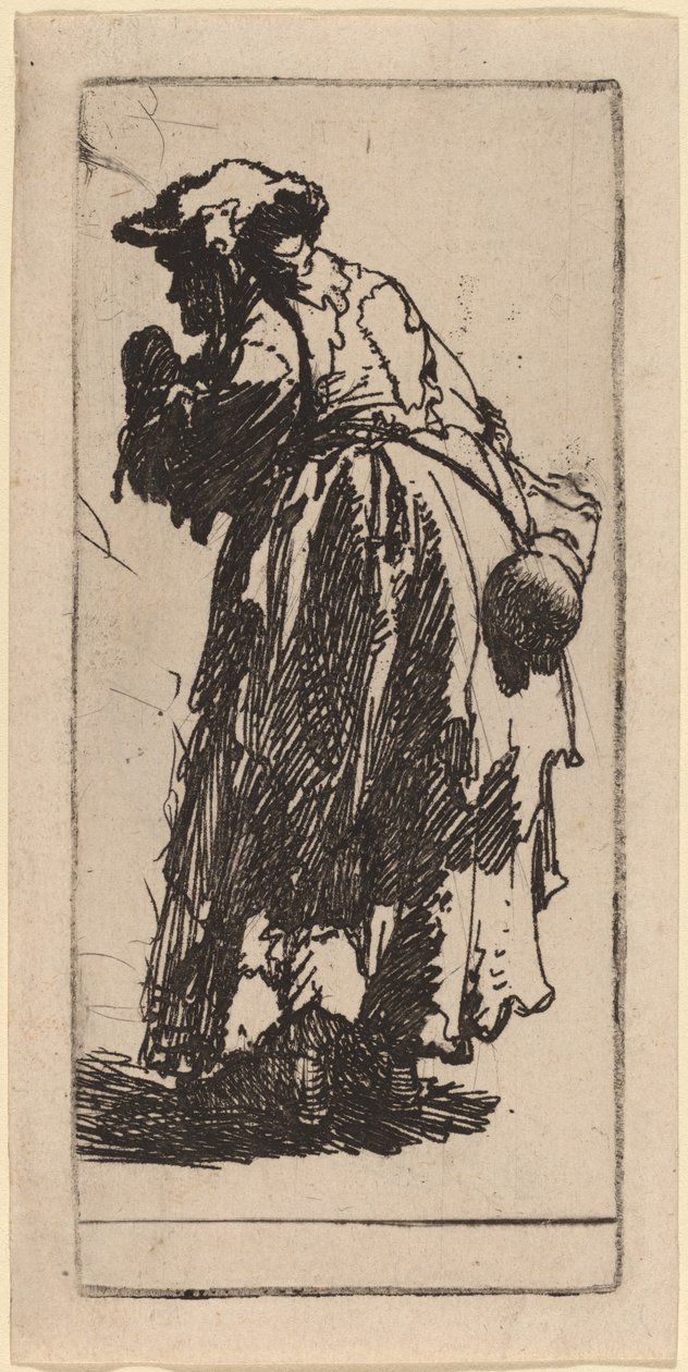 Gammal tiggarkvinna med kalebass av Rembrandt van Rijn