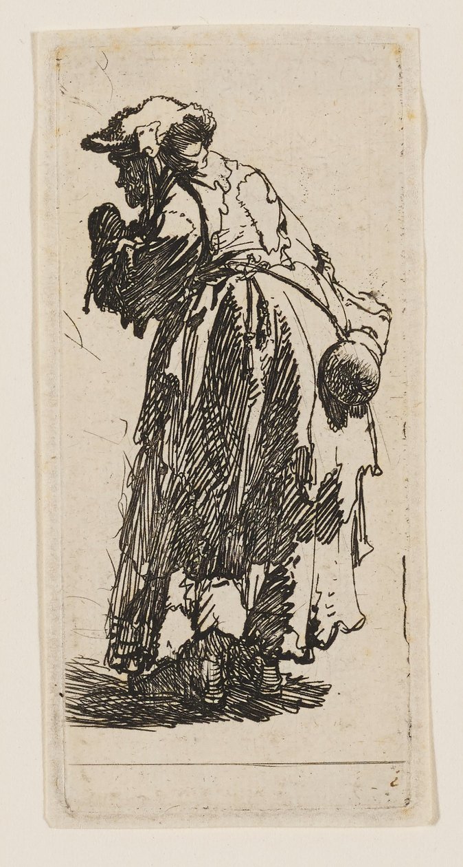 Gammal tiggarkvinna med en kalebass av Rembrandt van Rijn