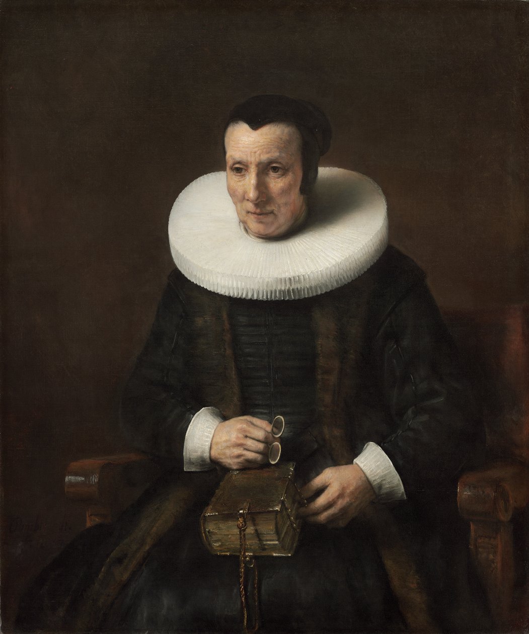 Gammal dam med en bok, 1647 av Rembrandt van Rijn