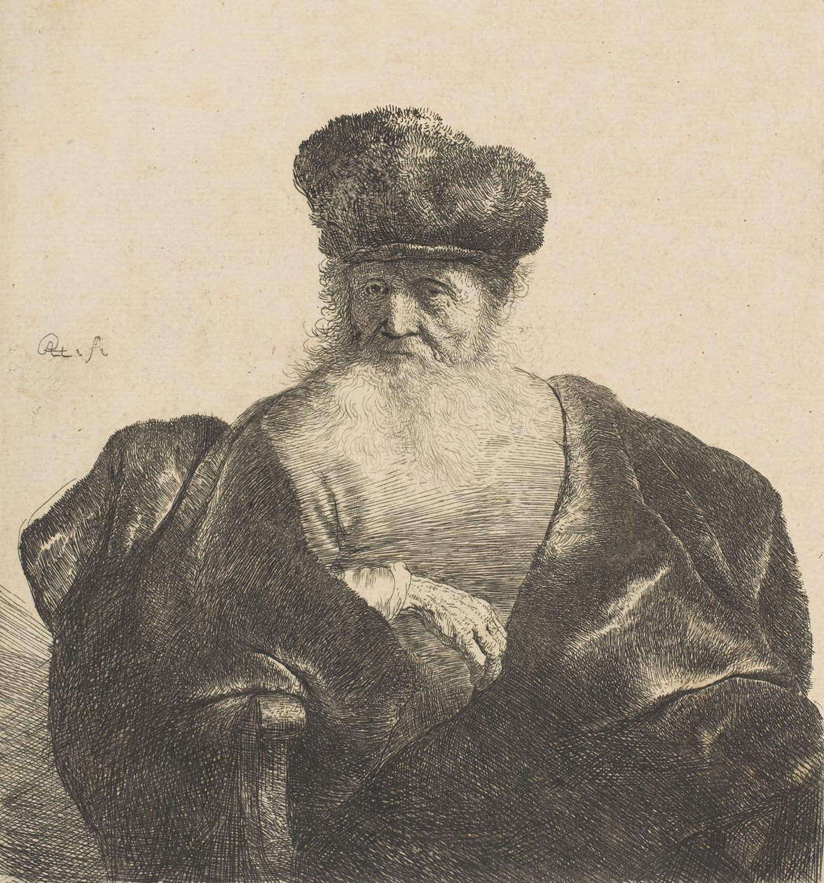 Gammal man med skägg, pälsmössa och sammetsmantel, ca. 1631., ca. 1631. av Rembrandt van Rijn
