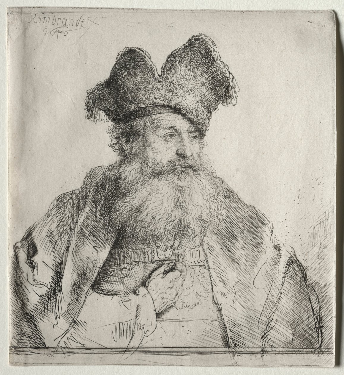 Gammal man med en delad pälsmössa, 1640. av Rembrandt van Rijn