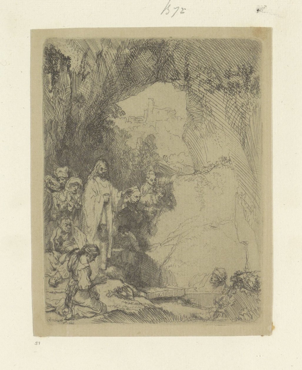 Opwekking van Lazarus: liten platta Samling av åttiofem originaltryck (serietitel) av Rembrandt van Rijn