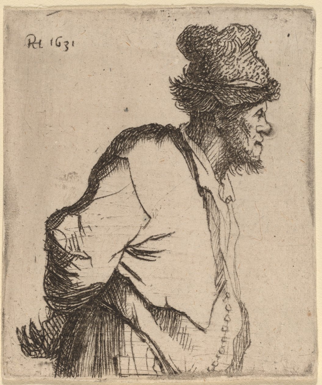 Bonde med händerna bakom ryggen av Rembrandt van Rijn