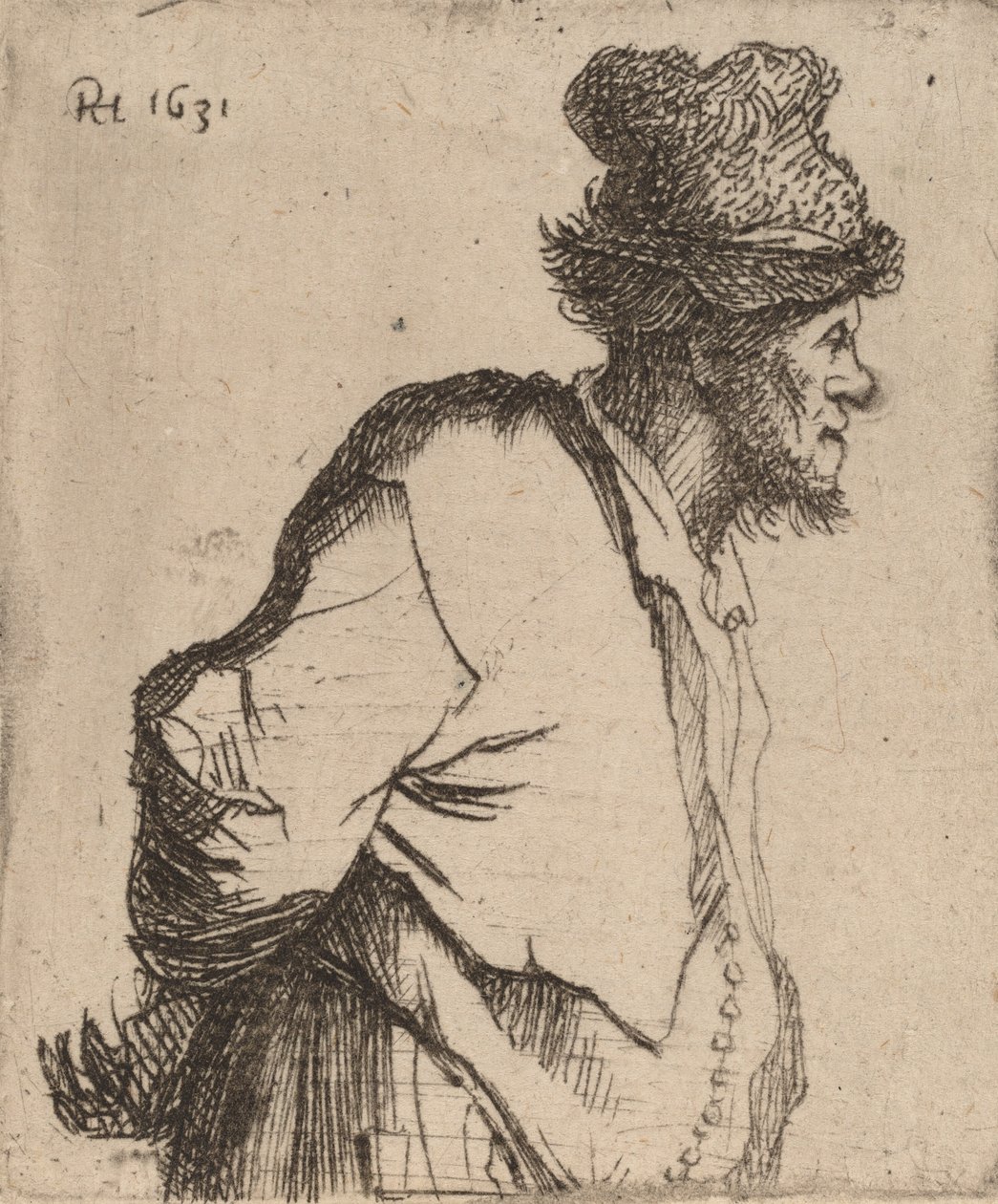 Bonde med händerna bakom ryggen, 1631. av Rembrandt van Rijn