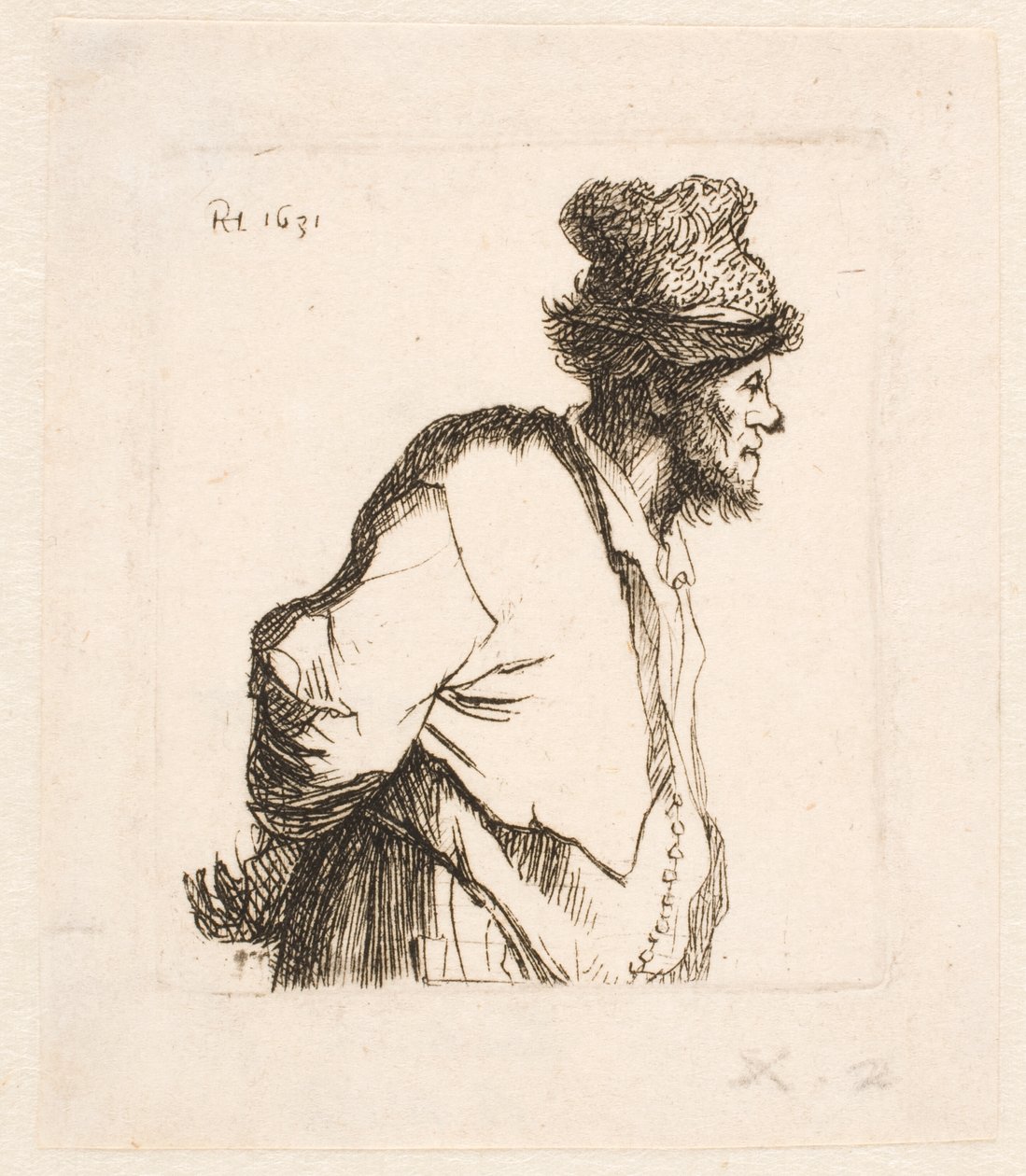 Bonde med händerna bakom ryggen av Rembrandt van Rijn