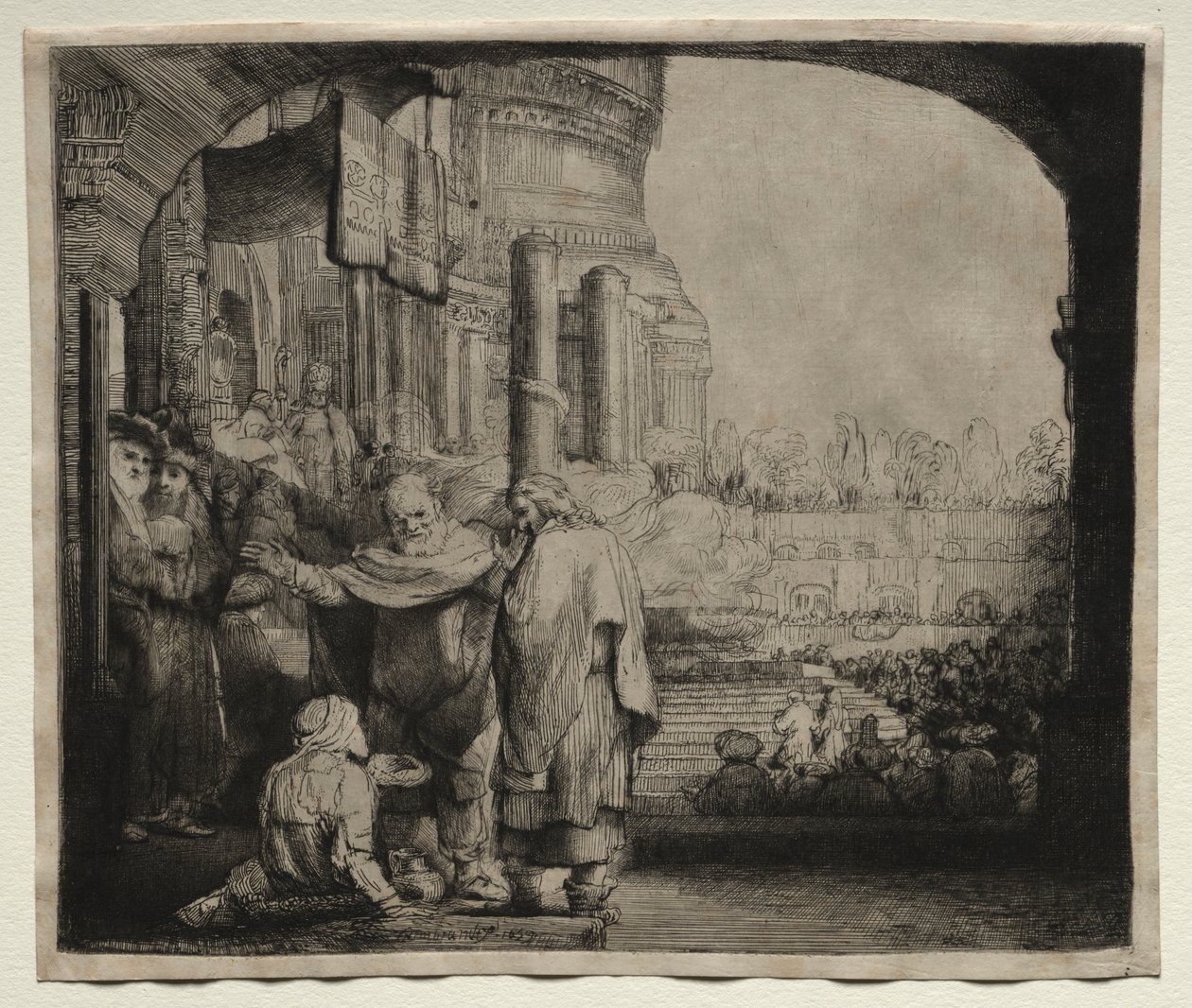 Peter och Johannes helar den krympling vid tempelporten av Rembrandt van Rijn