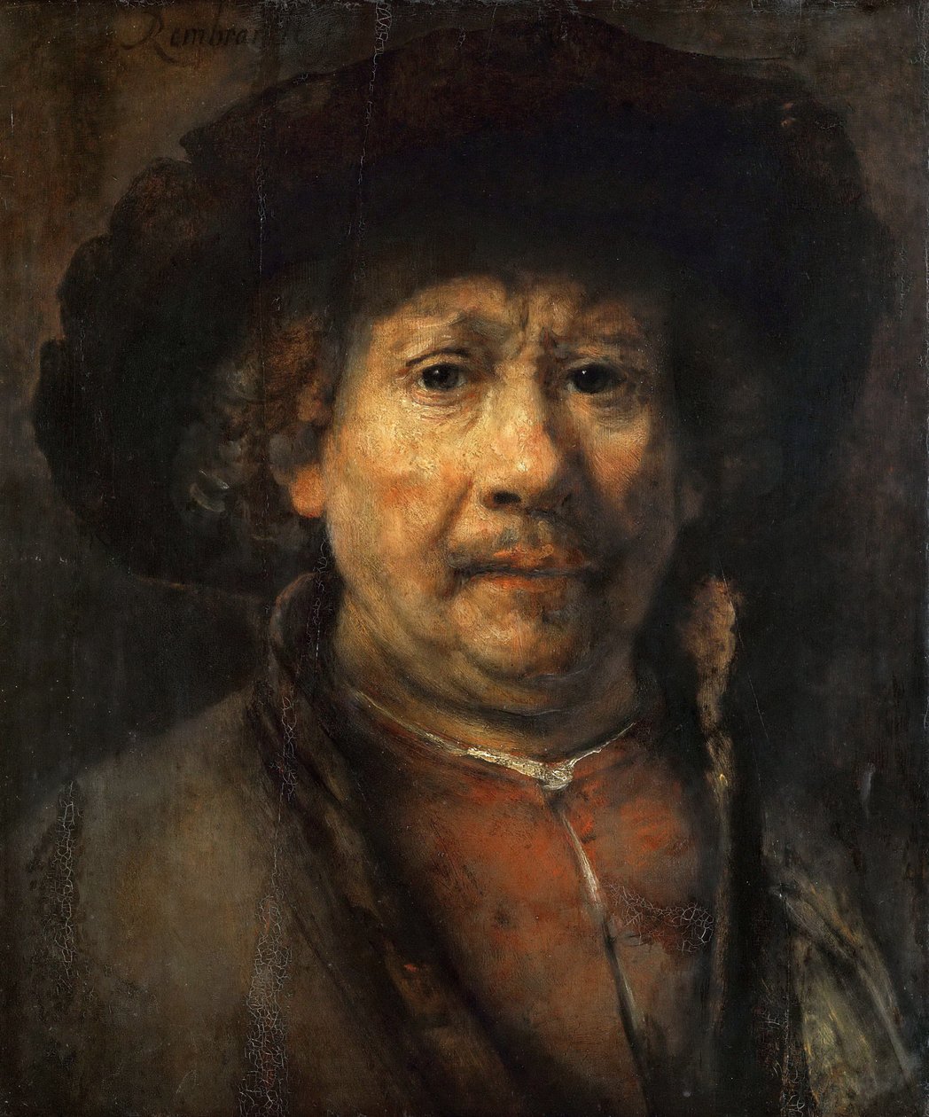 Litet självporträtt - Litet självporträtt, av Rembrandt van Rhijn (1606-1669). Olja på trä, ca 1657. Mått: 48x40,6cm. Konsthistoriska museet, Wien av Rembrandt van Rijn