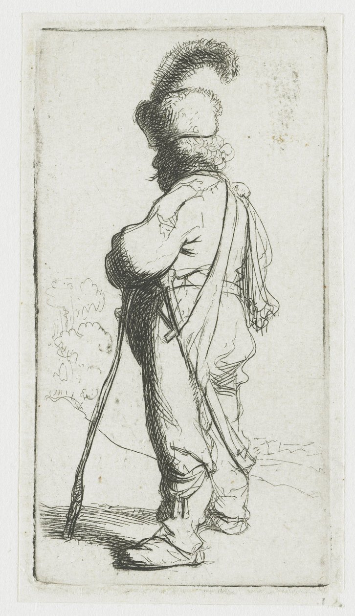 En polack som stöder sig på en käpp av Rembrandt van Rijn