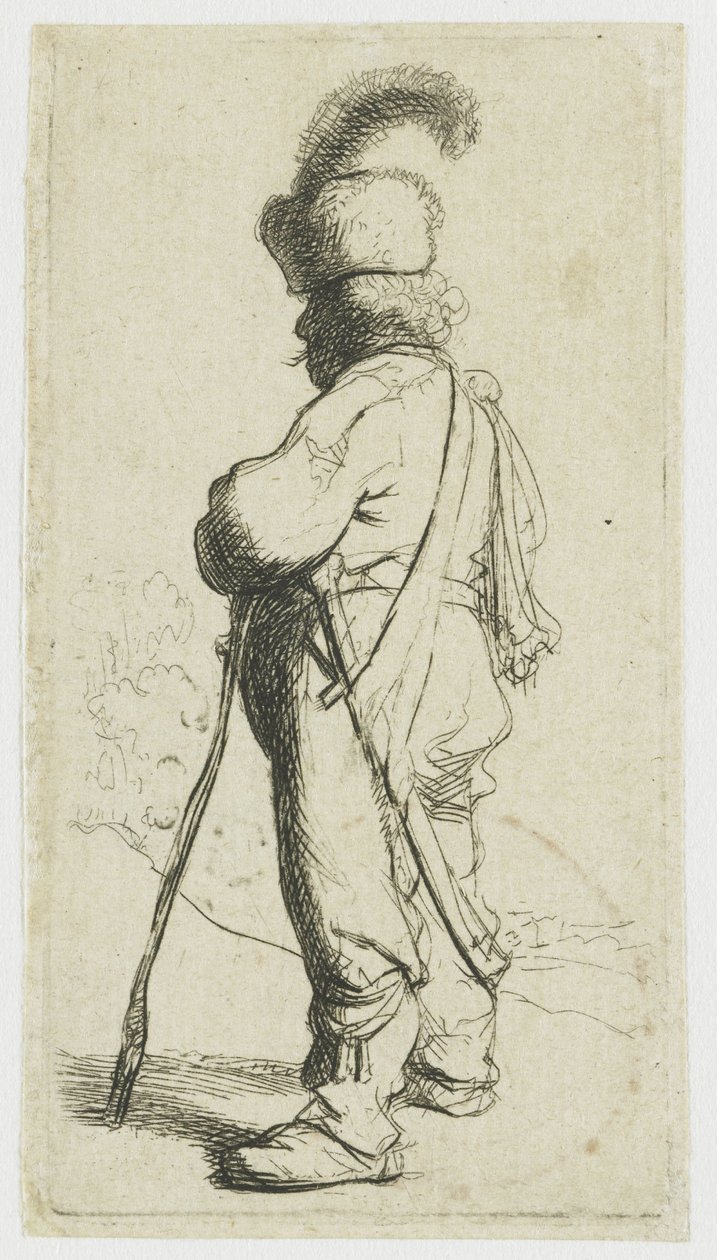 En polack som stöder sig på en käpp av Rembrandt van Rijn
