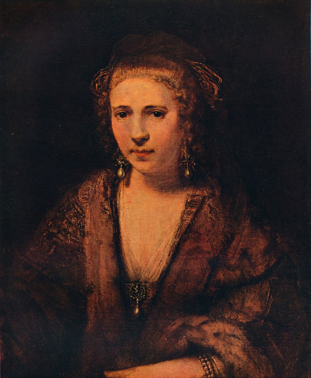 Porträtt av Hendrickje Stoffels med sammetsbasker, c1654 av Rembrandt van Rijn