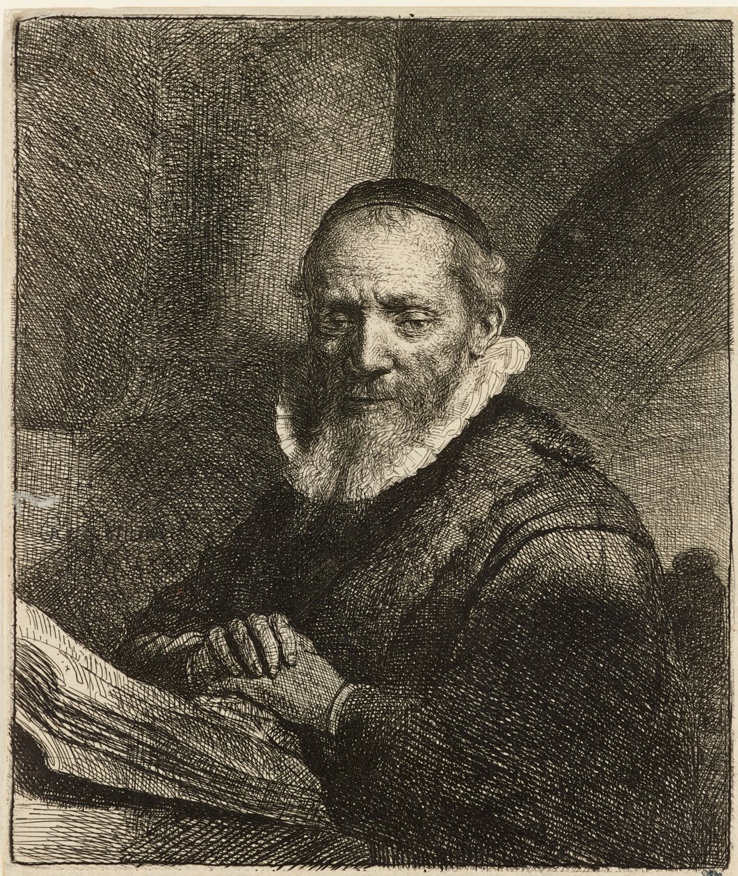 Porträtt av Jan Cornelis Sylvius, predikant, 1633. av Rembrandt van Rijn