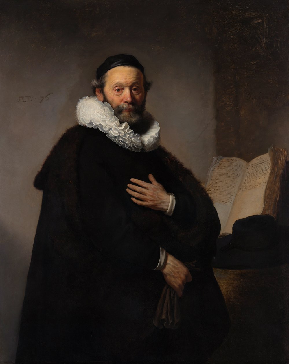 Porträtt av remonstrantens minister Johannes Wtenbogaert, 1633 av Rembrandt van Rijn