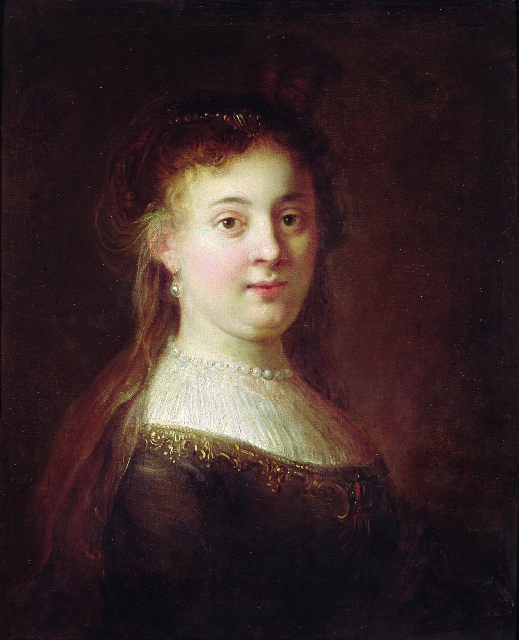Porträtt av Saskia van Uylenburgh, ca 1633 av Rembrandt van Rijn