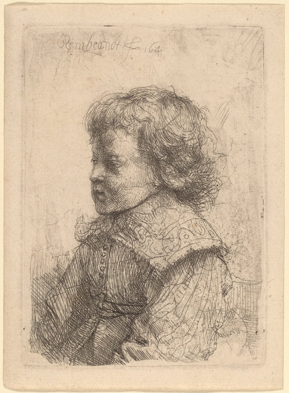 Porträtt av en pojke i profil av Rembrandt van Rijn