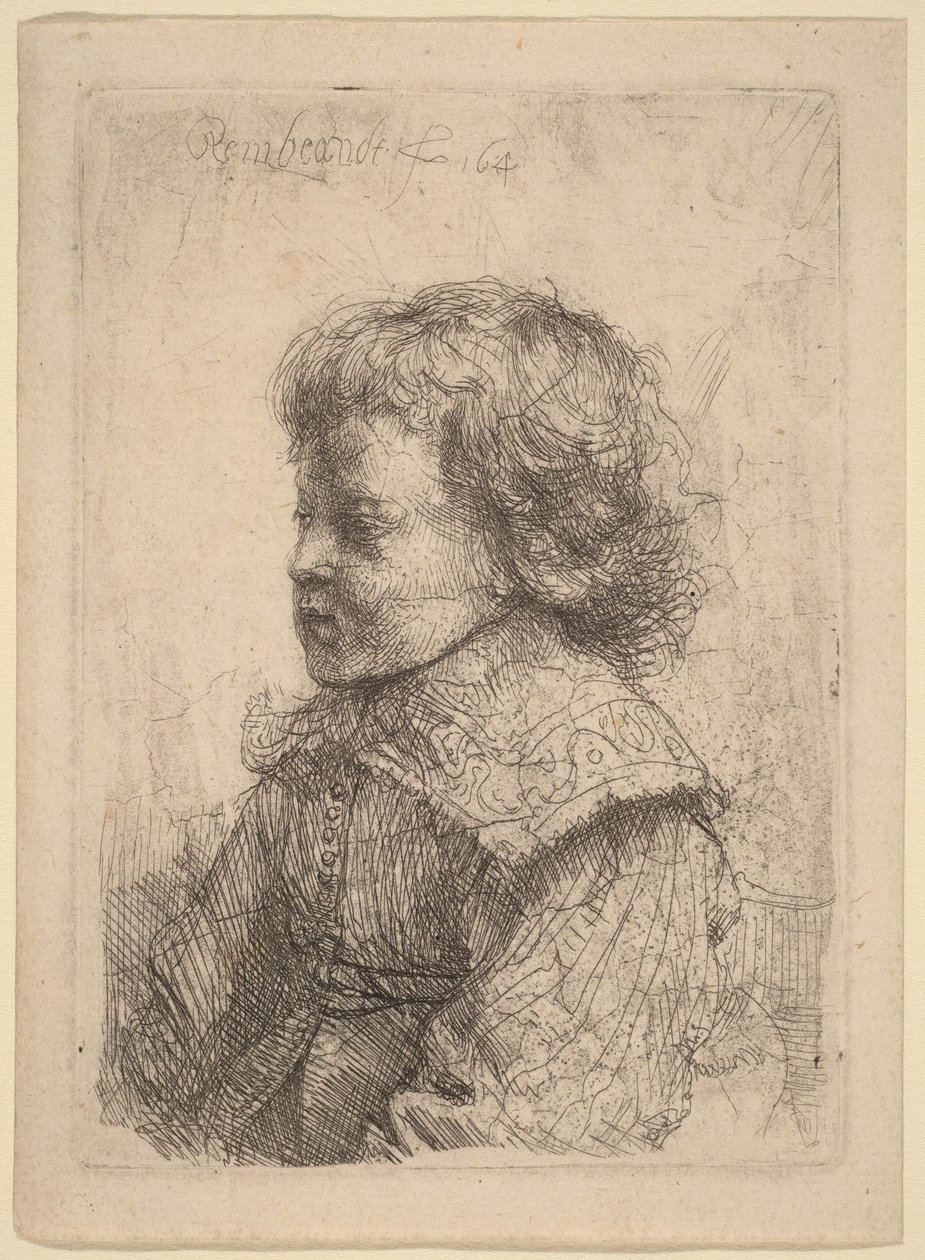 Porträtt av en pojke i profil av Rembrandt van Rijn
