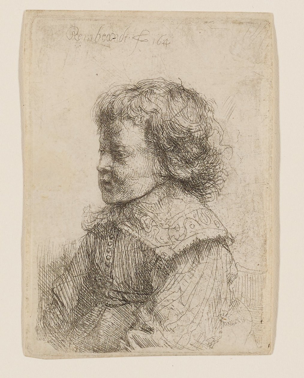 Porträtt av en pojke i profil av Rembrandt van Rijn