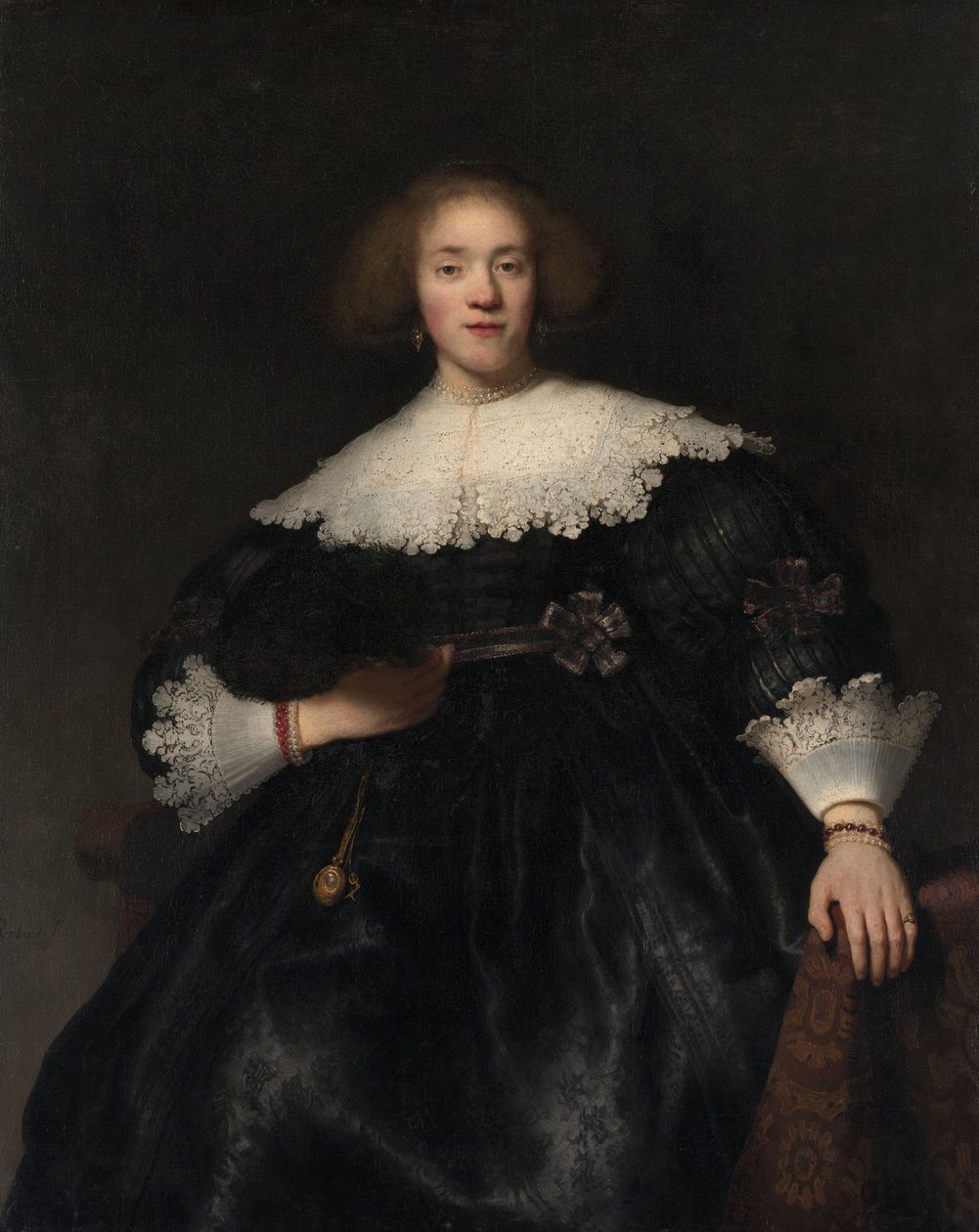 Porträtt av en ung kvinna med en fläkt, 1633 av Rembrandt van Rijn