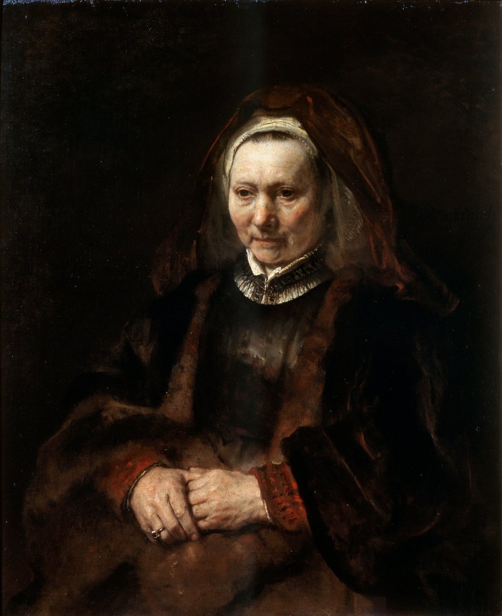 Porträtt av en äldre kvinna, 1650-1652. av Rembrandt van Rijn