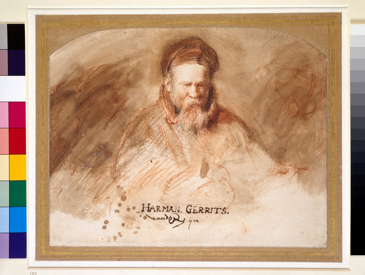 Porträtt av en gammal man, 1600-talet (krita och bistretvätta) av Rembrandt van Rijn