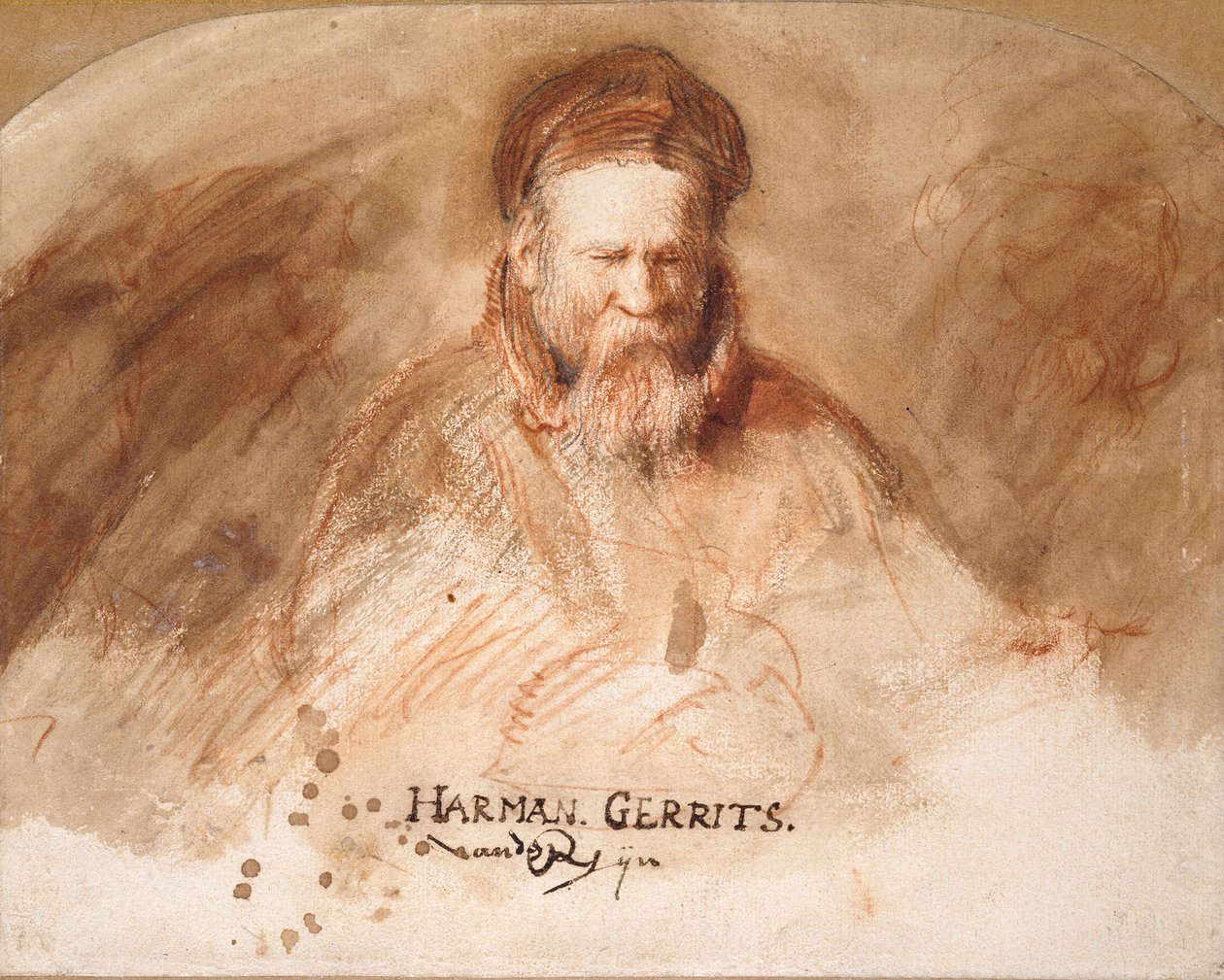 Porträtt av en gammal man Rembrandts far, 1625-1630. av Rembrandt van Rijn
