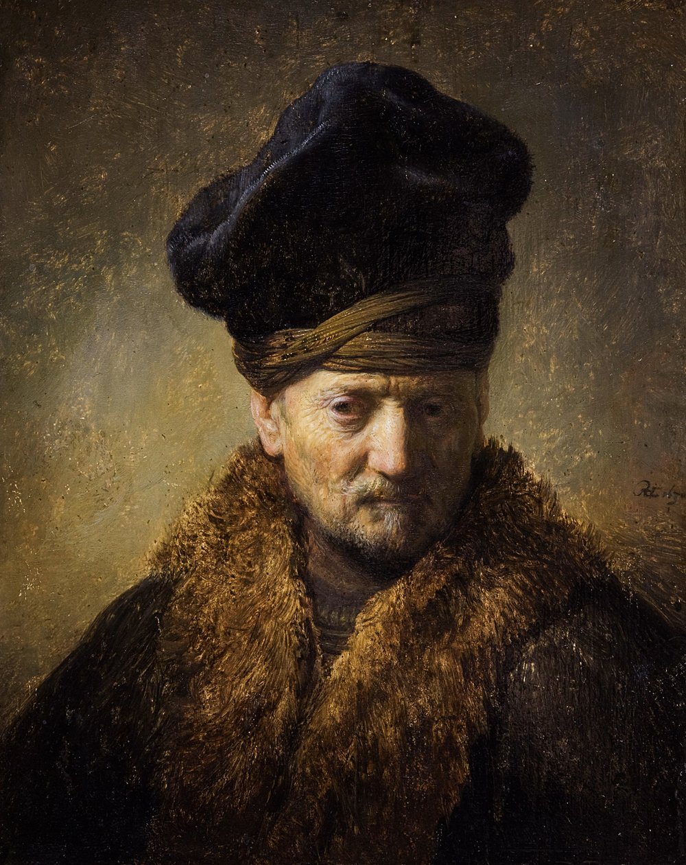 Porträtt av en gammal man med pälsmössa, 1630 av Rembrandt van Rijn