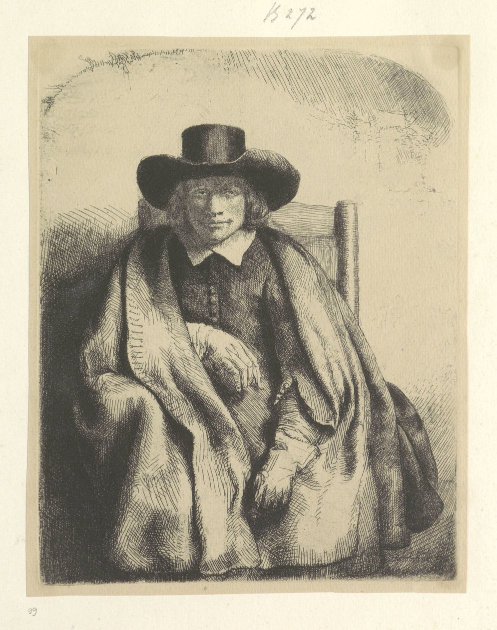 Portret van de prentsäljare Clement de Jonghe Samling av åttiofem originaltryck (serietitel) av Rembrandt van Rijn