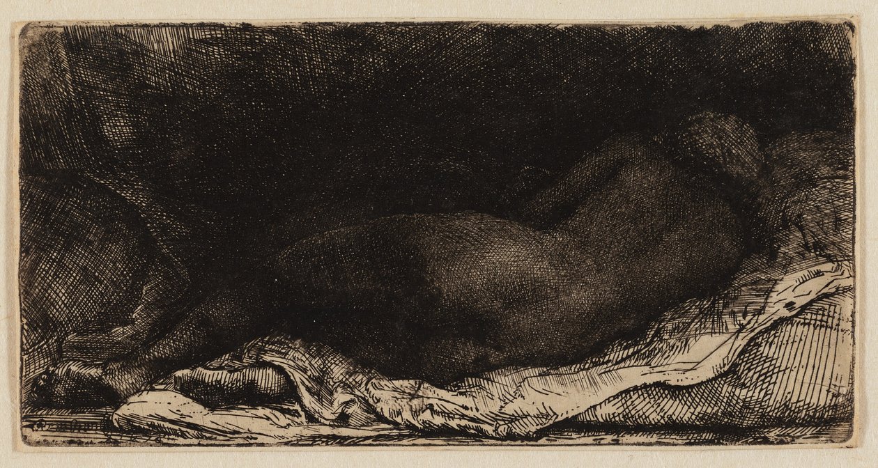 Liggande Kvinna Naken av Rembrandt van Rijn