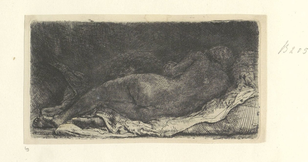 Liggande Kvinna Naken av Rembrandt van Rijn