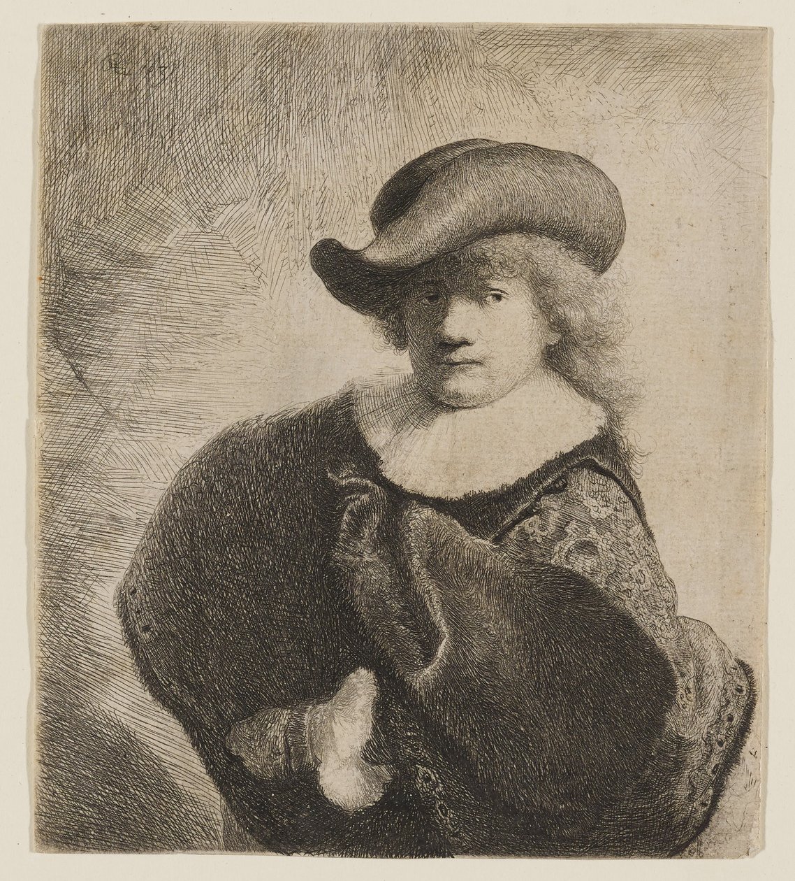 Rembrandt med en mjuk hatt på sned av Rembrandt van Rijn