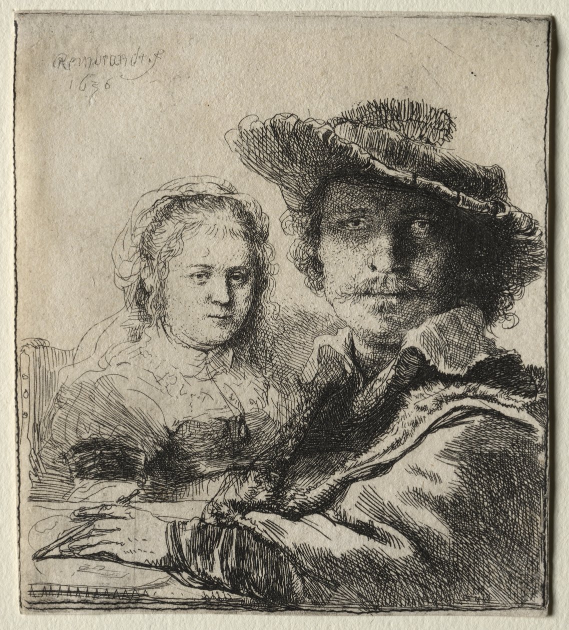 Rembrandt och hans fru Saskia av Rembrandt van Rijn