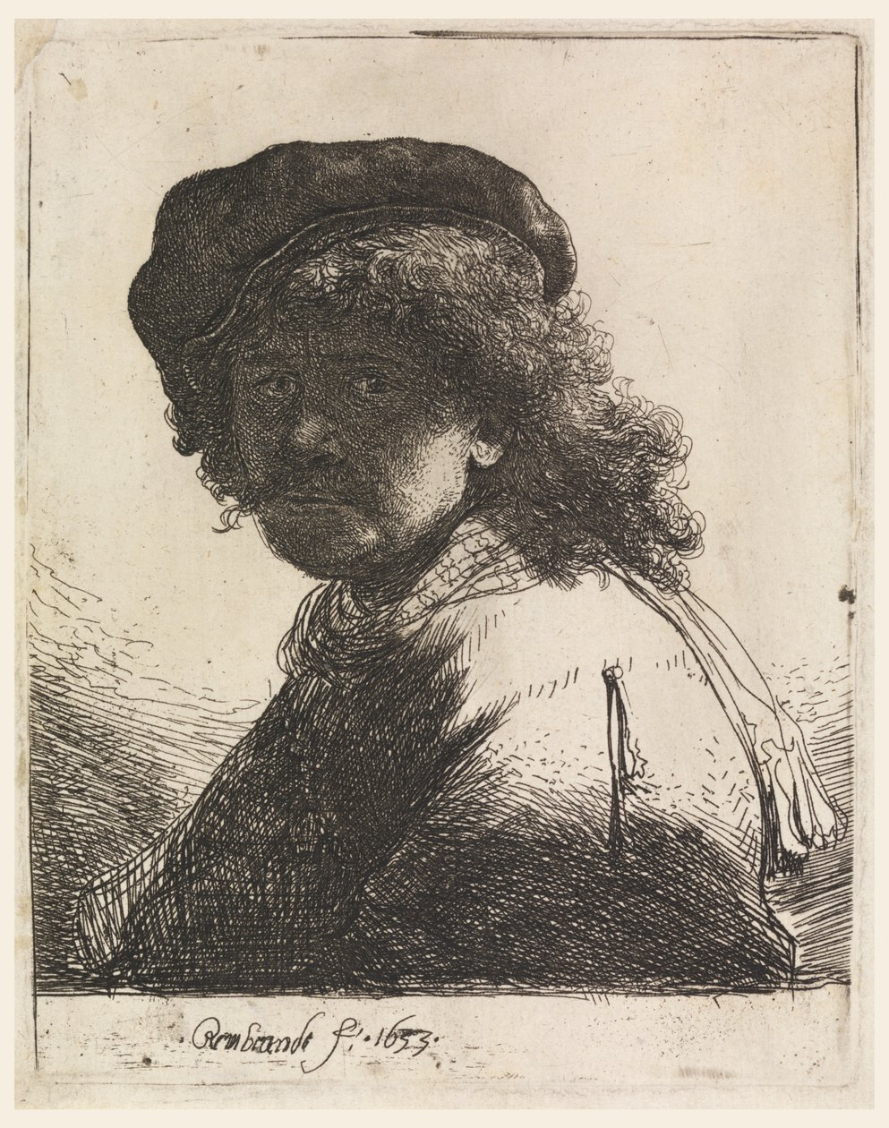Rembrandt i mössa och halsduk av Rembrandt van Rijn