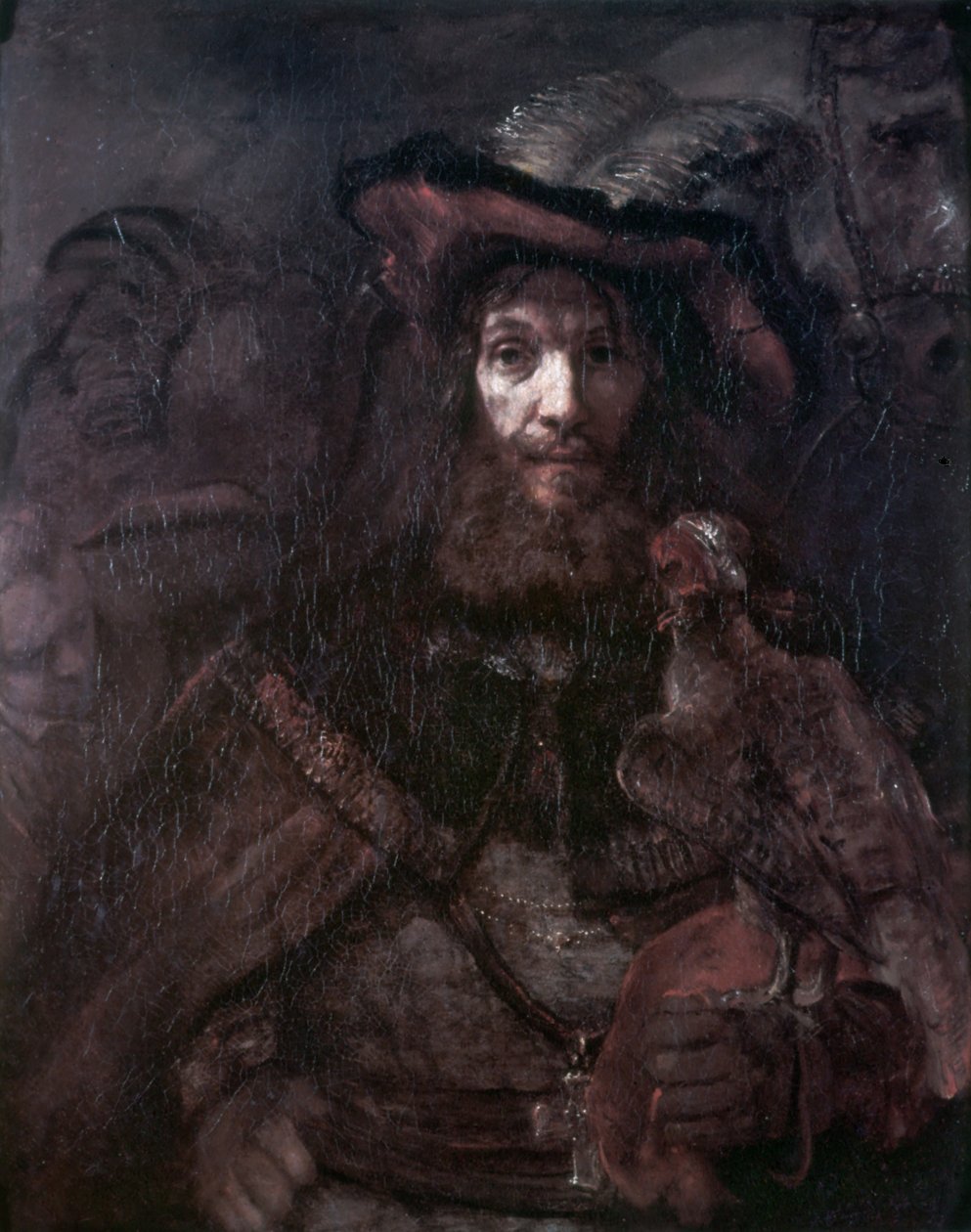Ryttare med en falk av Rembrandt van Rijn