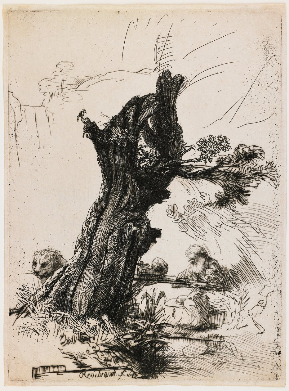 Sankt Hieronymus vid den pollarderade pilen av Rembrandt van Rijn